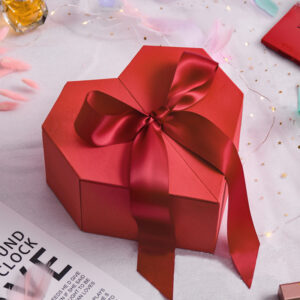 heart shaped gift box with ribbon